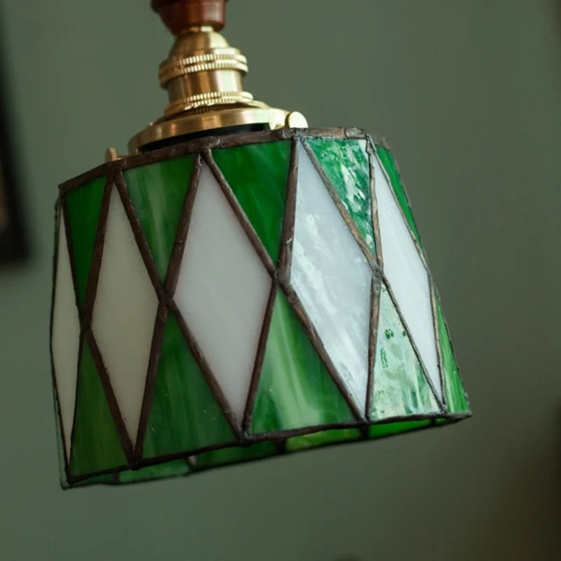 Afralia™ Green Glass LED Pendant Lights American Vintage Hanging Lamp