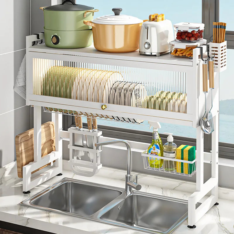 Afralia™ Kitchen Cabinet Organizer Shelf for Sink Seasoning Tableware Storage