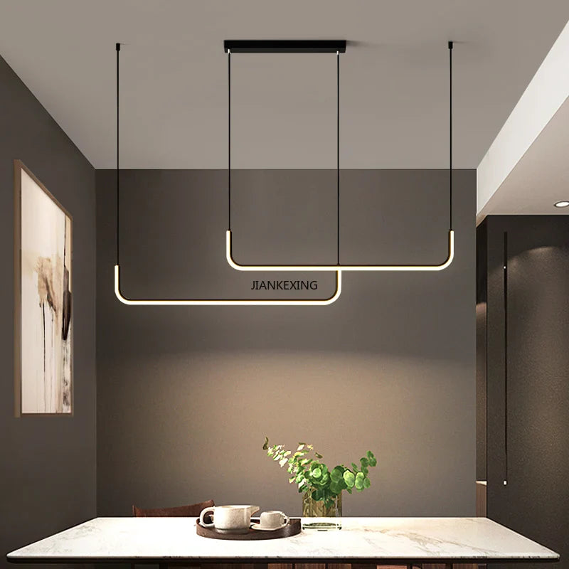 Afralia™ LED Chandelier: Modern Black Gold Dimmable Lighting for Dining Room, Kitchen Table