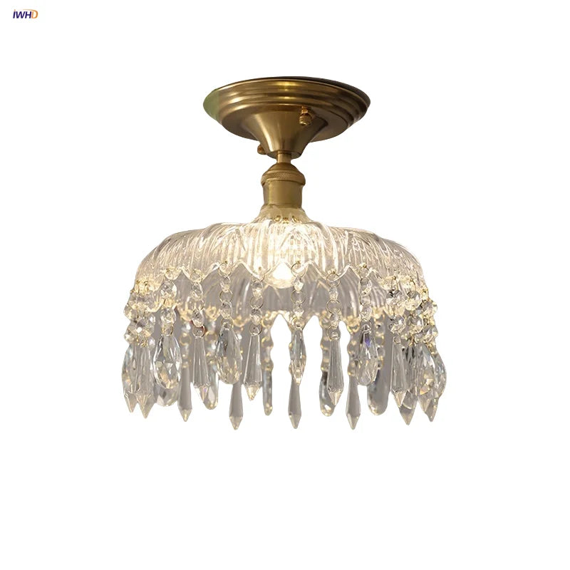 Afralia™ Luxury Crystal Glass LED Ceiling Light for Home Decor