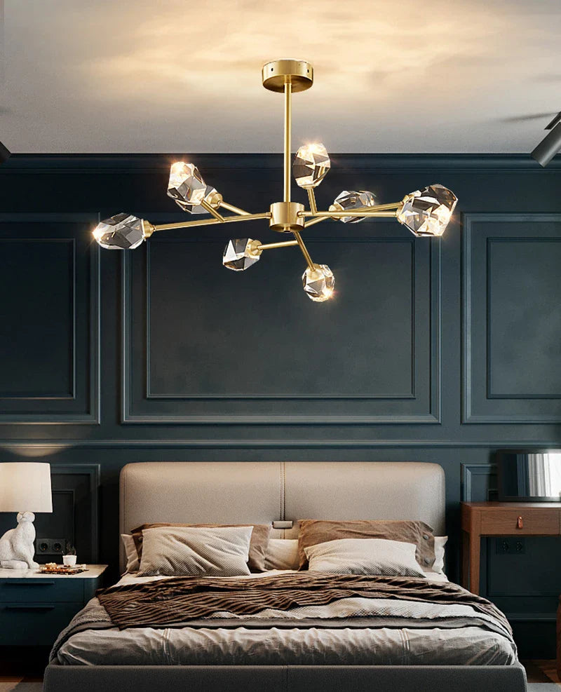 Afralia™ Modern Diamond Crystal Chandelier LED Light Fixtures for Kitchen Living Room