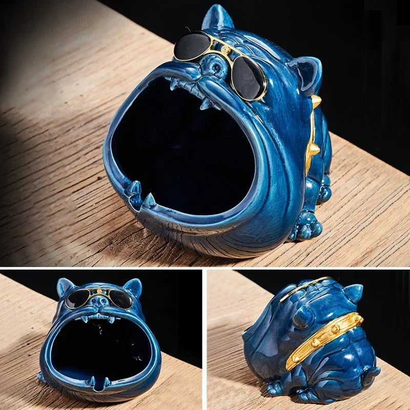 Afralia™ Bulldog Ceramic Ashtray - Desktop Smoking Accessories for Weed - Portable Ashtray Gift