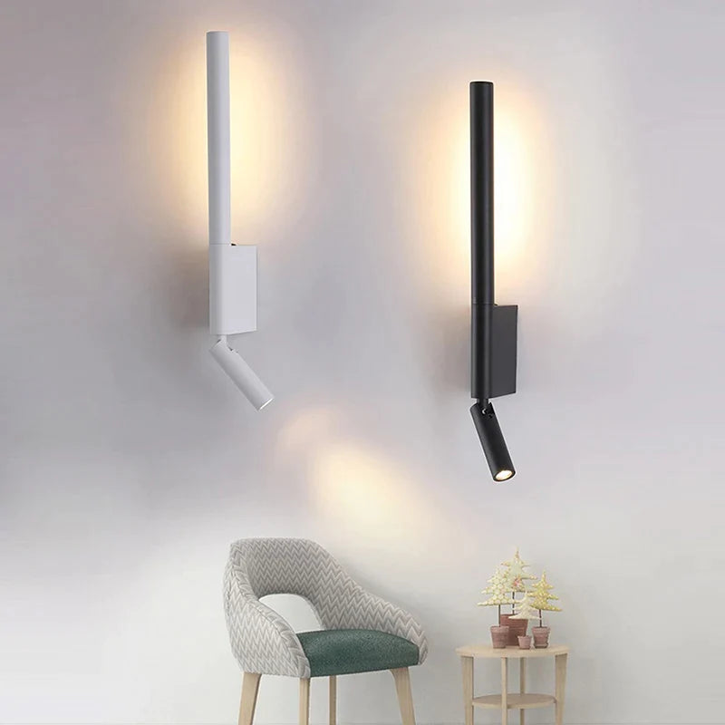 Afralia™ Modern LED Wall Light Spotlight Black White Bedroom Living Room Sconce