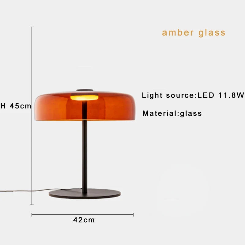 Afralia™ Glass Mushroom Table Lamp Luxury Minimalist Desk Light Nightstand Decor