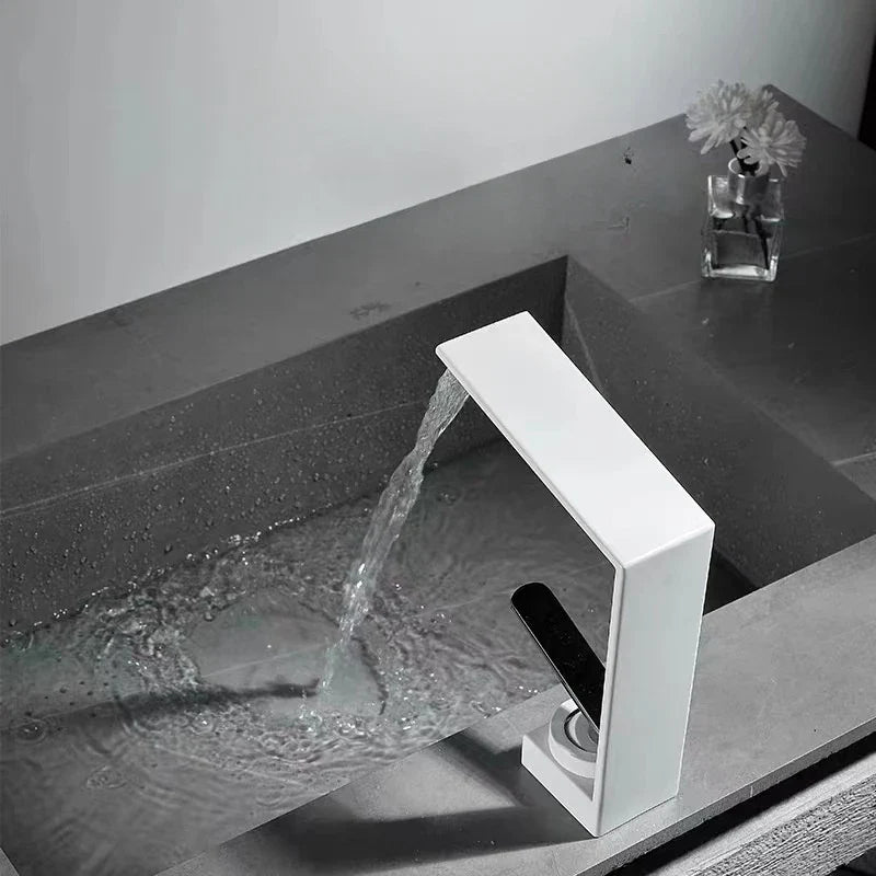 Afralia™ Luxury Bathroom Sink Faucet Hot Cold Mixer Basin Gold Black Waterfall Tap