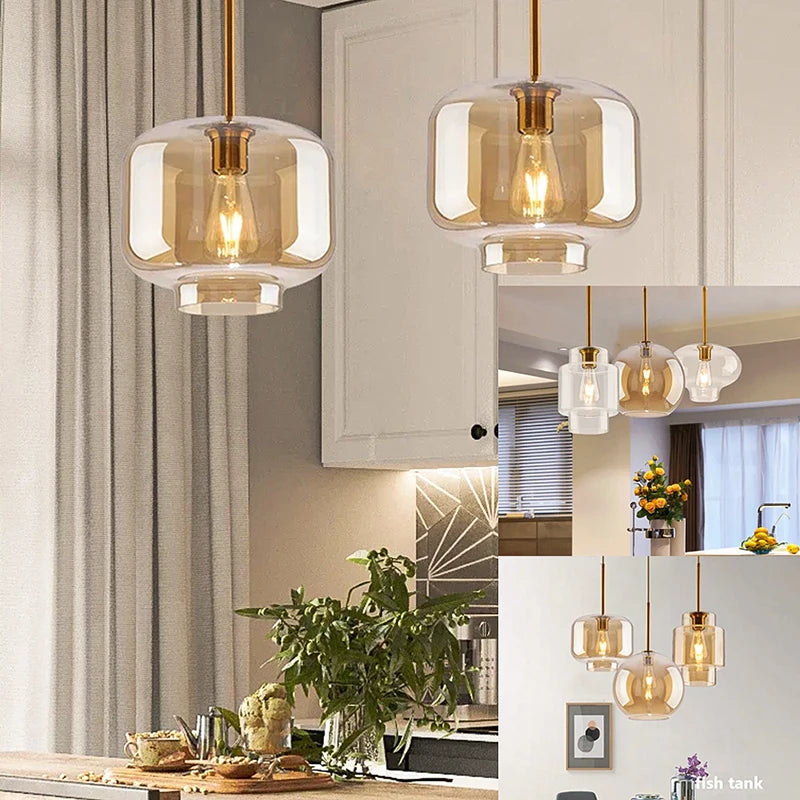 Afralia™ Nordic Amber Glass Pendant Light