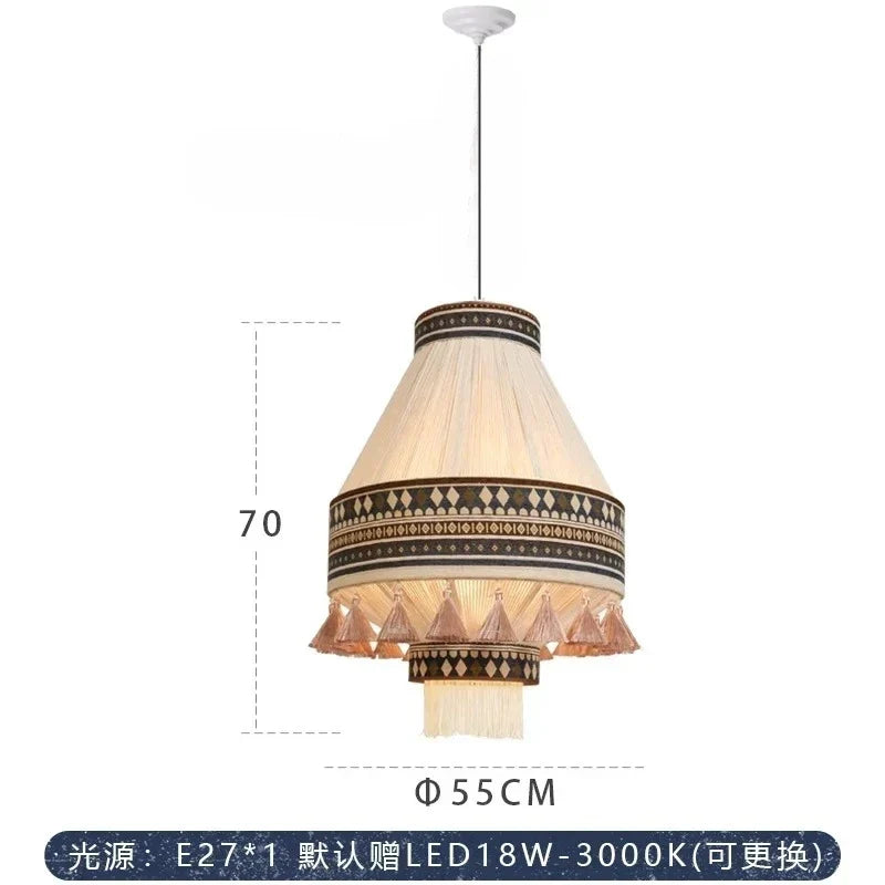 Afralia™ Bohemian Fringe Pendant Lamp: Retro Tassels Hanging Light in Hand-Woven Hemp Rope Fabric