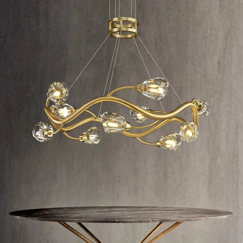 Afralia™ Crystal Chandelier LED Ceiling Light Modern Luxury Hanging Chandeliers for Living Room