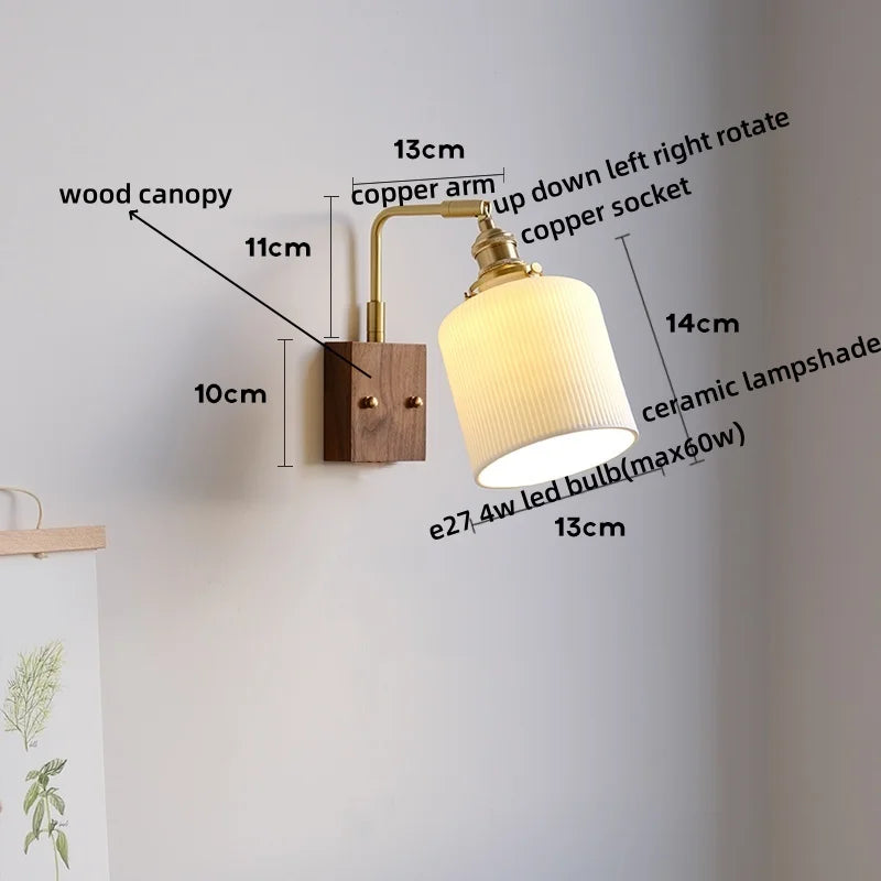 Afralia™ Ceramic Copper LED Wall Lamps Bedroom Bathroom Mirror Light Fixtures