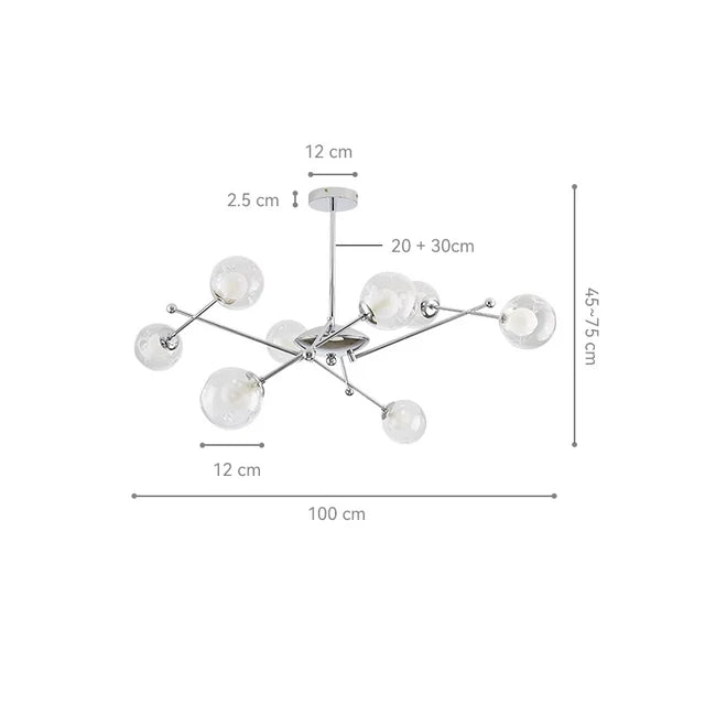 Afralia™ Modern Chrome Finish Clear Glass Chandelier Pendant for Dining Living Bedroom