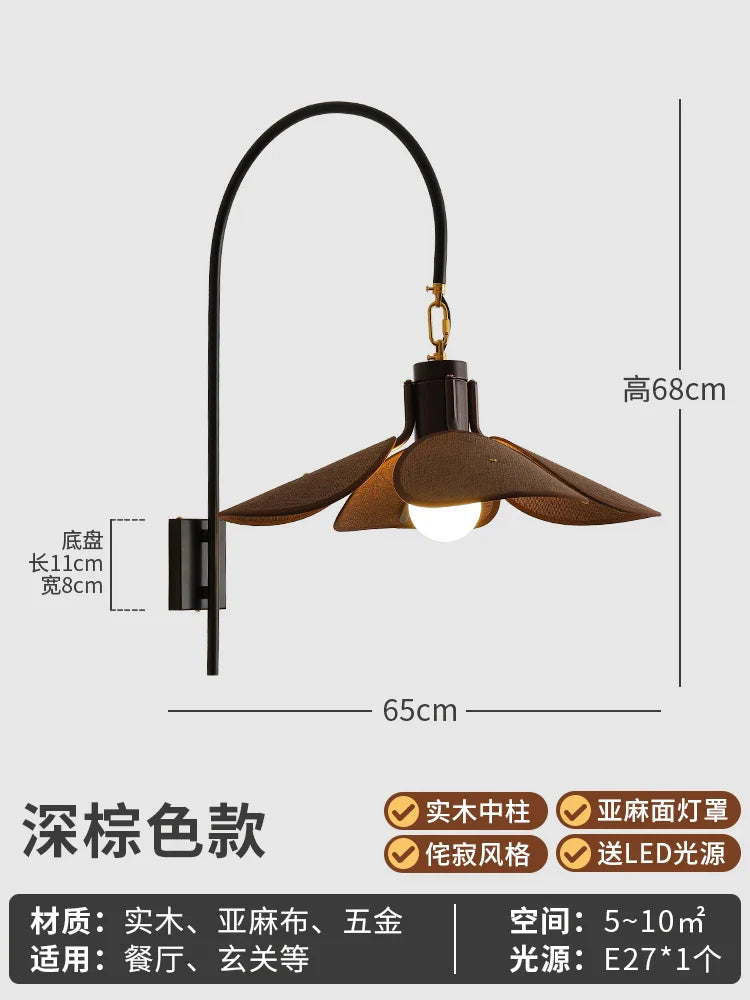 Afralia™ LED E27 Linen Wall Lamp: Japanese Retro Wabi-sabi Style for Living Room, Bedside, Restaurant