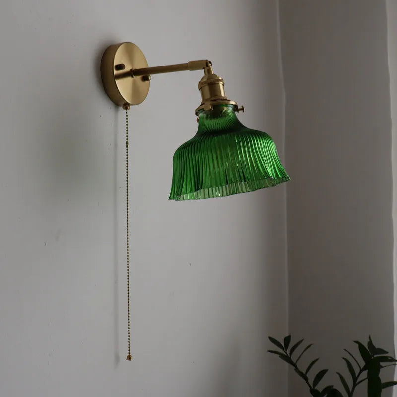 Afralia™ Copper Glass LED Wall Sconce Nordic Modern Balcony Living Room Light