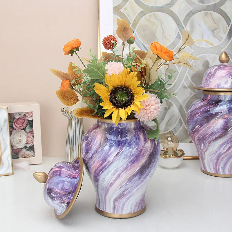 Afralia™ Starry Sky Ceramic Jar - Home Decor & Storage