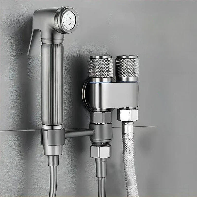 Afralia™ Stainless Steel Handheld Bidet Toilet Spray Gun Set for Bathroom Cleaning.