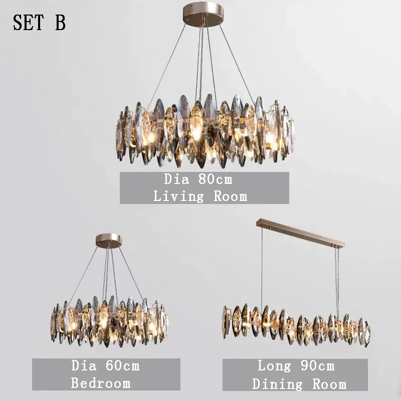 Afralia™ Kristal 2024 Chandelier LED Light for Dining and Living Room Decor