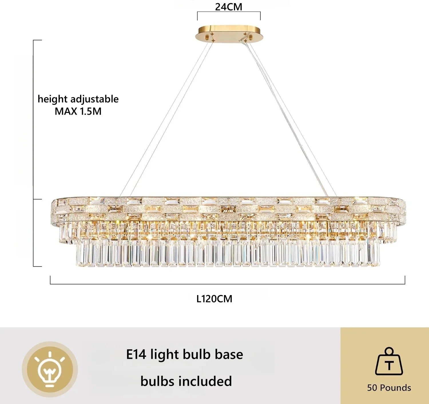 Afralia™ Gold Crystal Chandelier for Luxury Living Room & Kitchen Island