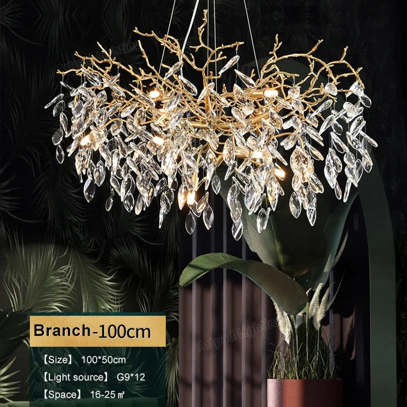 Afralia™ Luxury Crystal Chandeliers Metal Hanging Lamp for Dining Living Room & Hotel Hall