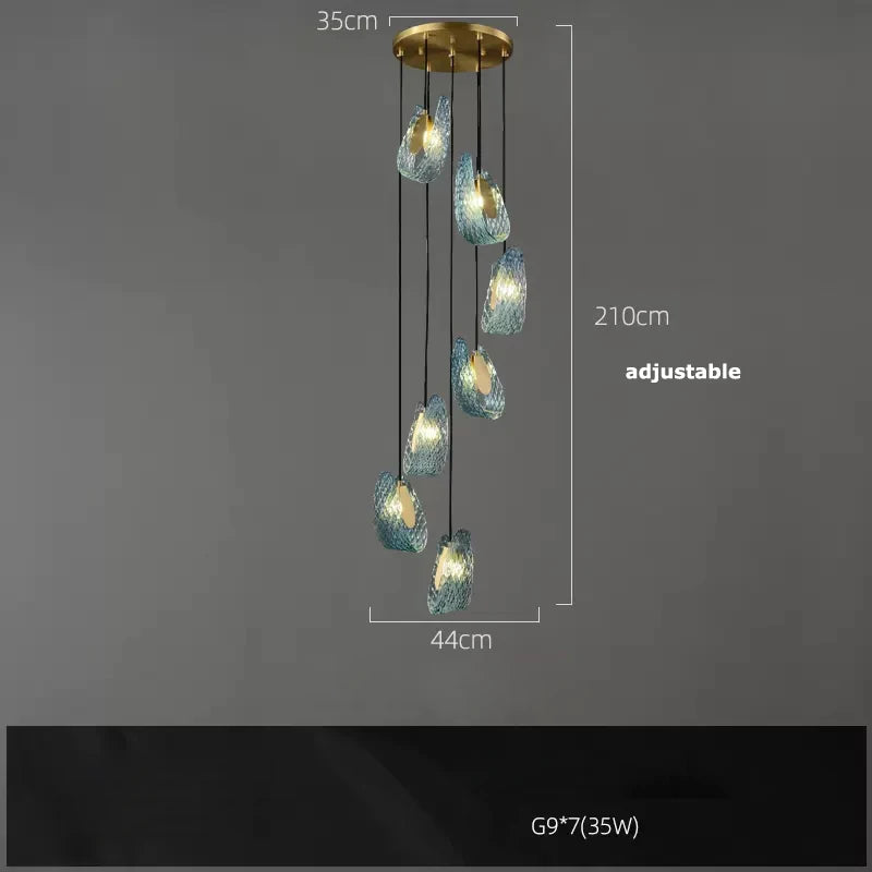 Afralia™ Blue Queen Crystal Glass Chandelier for Staircase Lighting