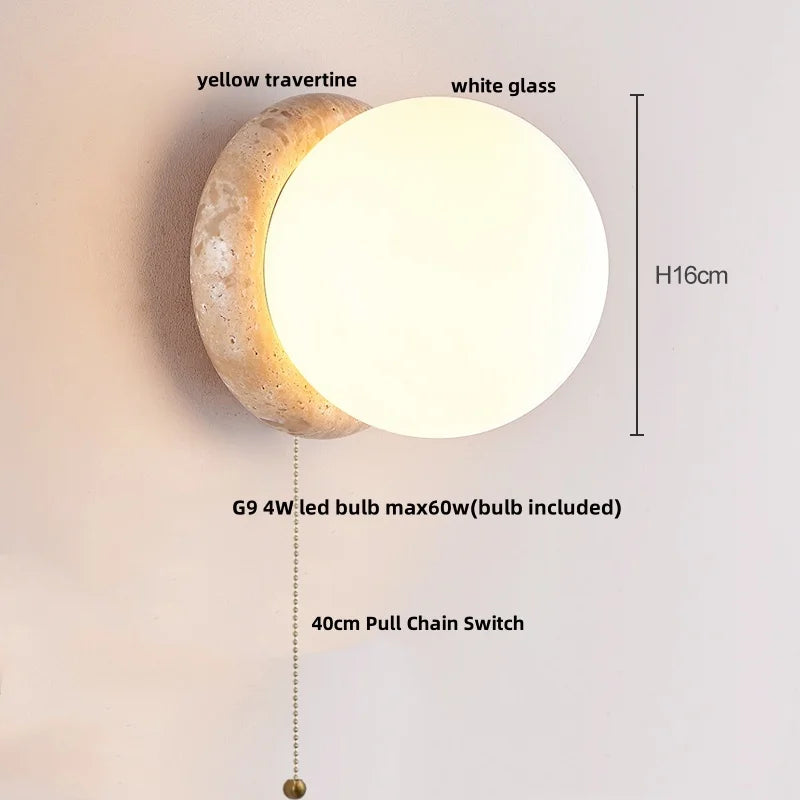 Afralia™ Yellow Travertine LED Wall Lamp - Modern Glass Stair Light