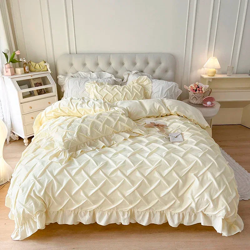 Afralia™ Princess Cotton Bedding Set - King Queen Twin Double Size Duvet Cover Sets