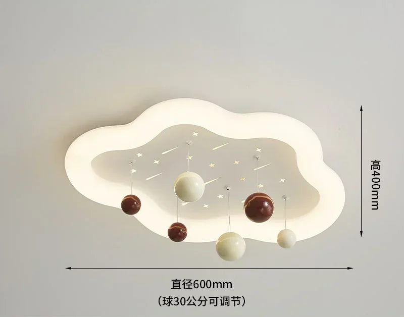 Afralia™ Kids Cloud Chandelier Light for Children's Room, Full Spectrum, Boys & Girls, Cream Style