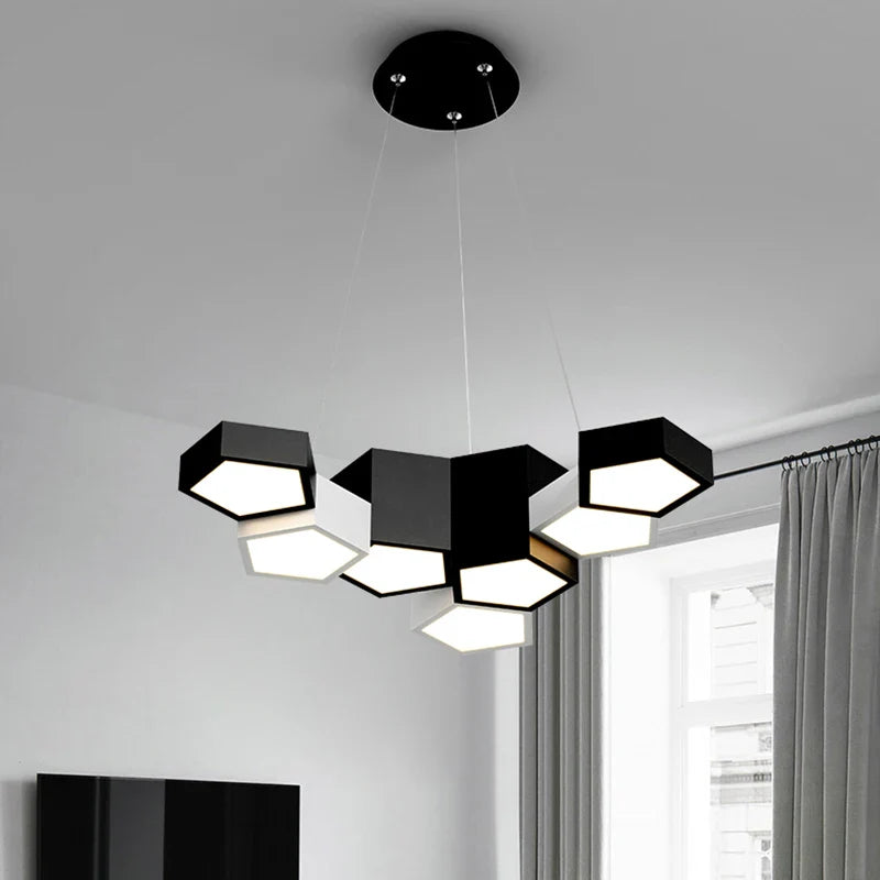 Afralia™ Black White Diamond LED Ceiling Chandelier for Modern Home and Office