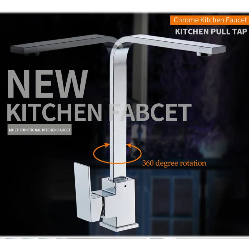 Afralia™ Brass Kitchen Sink Faucet 360 Swivel Mixer in Black - Single Handle