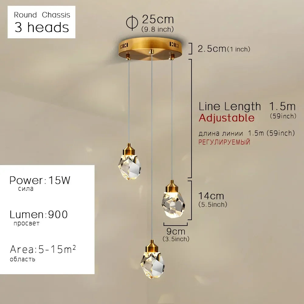 Afralia™ Crystal Pendant Light: Elegant Lighting for Bedroom, Hotel, Restaurant, and Kitchen Island