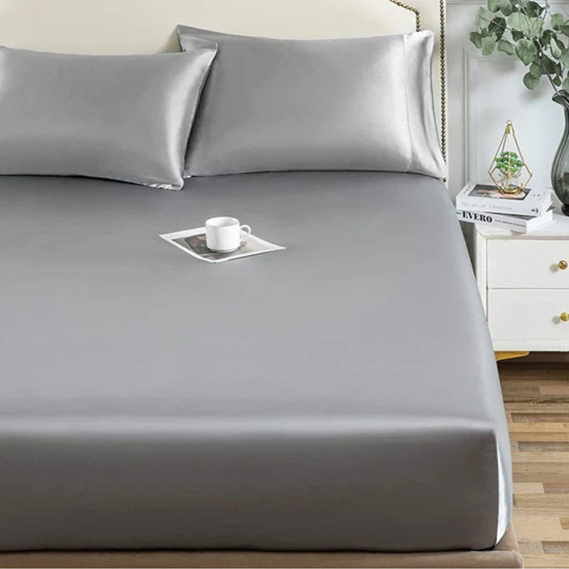 Afralia™ High-Quality Rayon Satin Bed Sheets King Queen Full Twin Single Double Bed Linen
