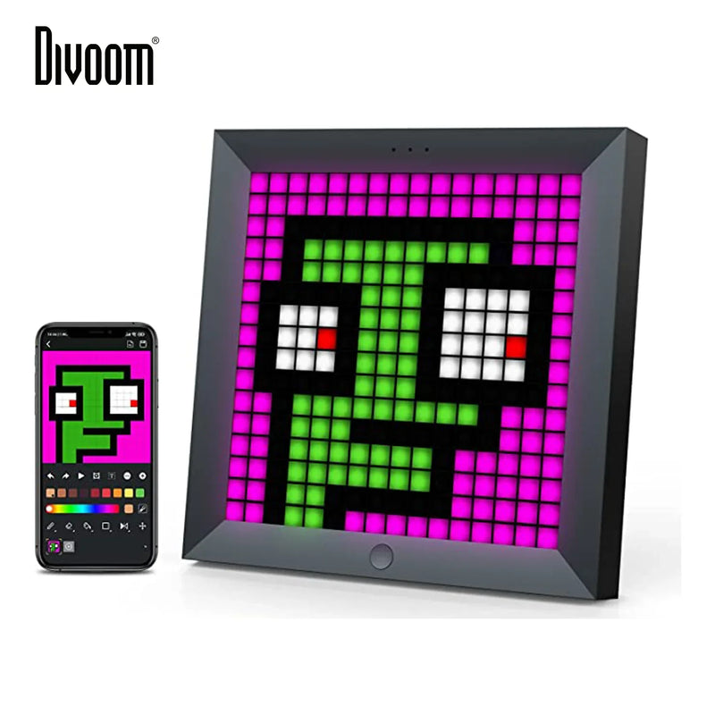 Afralia™ Pixoo LED Pixel Art Alarm Clock Neon Light Sign Decor