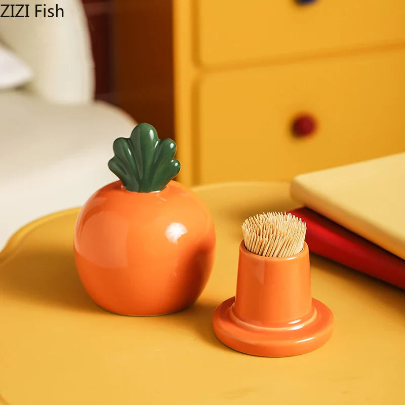 Afralia™ Strawberry Ceramic Toothpick & Swab Holder: Fruits Shape Desktop Organizer & Storage Jar