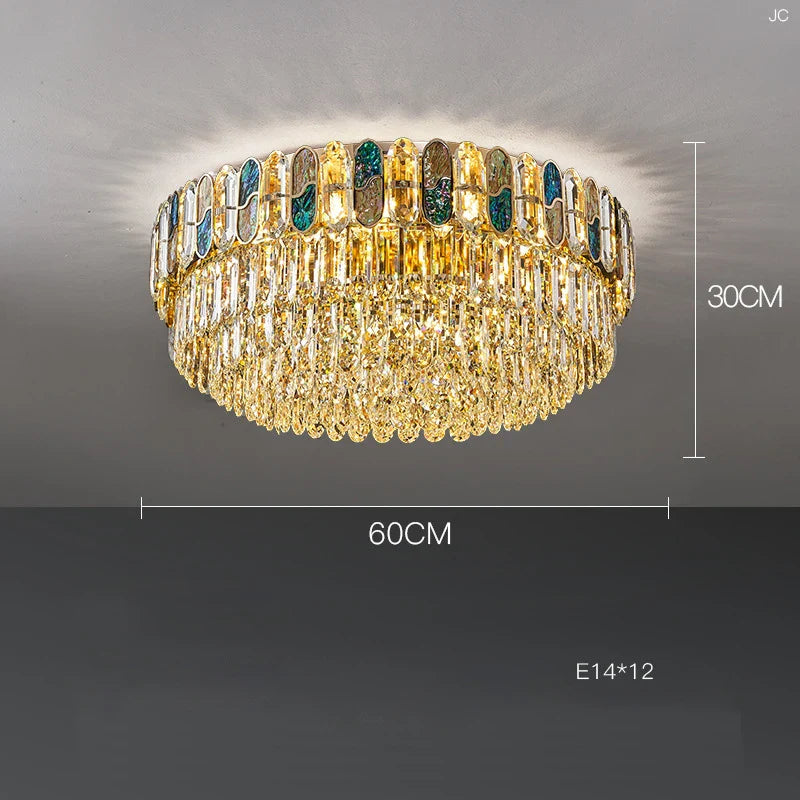 Afralia™ Dimmable LED Sea Shell Crystal Chandelier Luminaire for Living Room