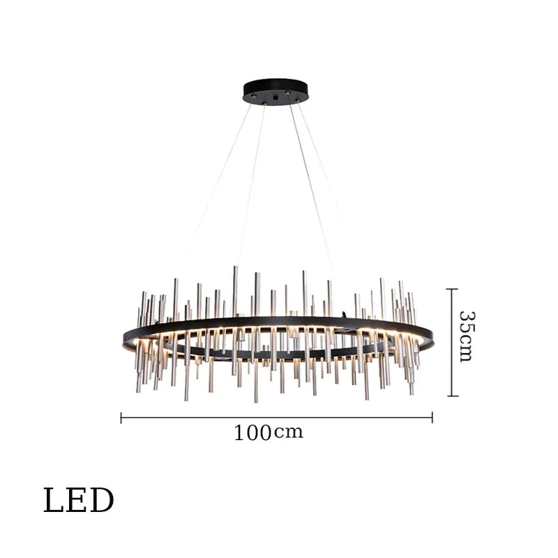Afralia™ LED Stainless Steel Pendant Light Chandelier for Home Decor in Foyer, Living Room, Bedroom, Restaurant