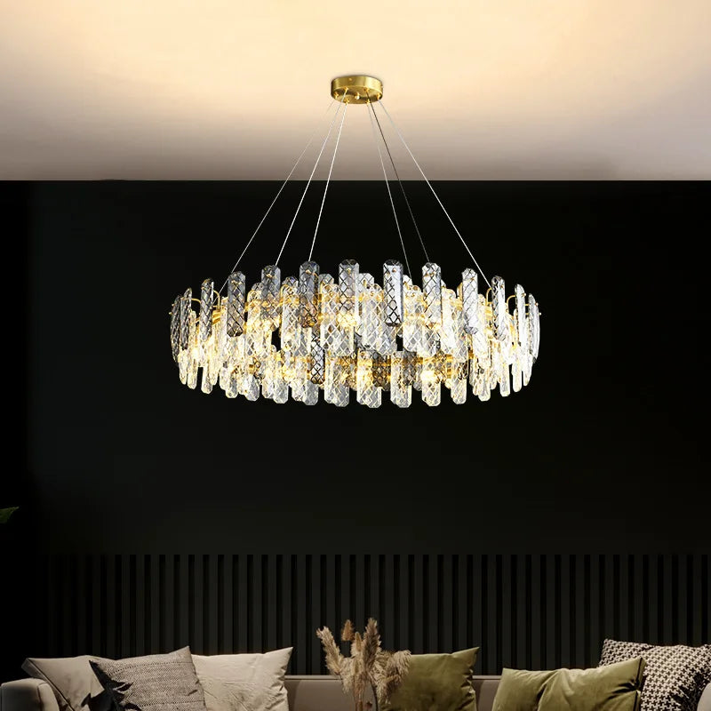 Afralia™ Crystal Round Chandelier: Modern Dining Room Lighting Fixture, Nordic Style Decoration