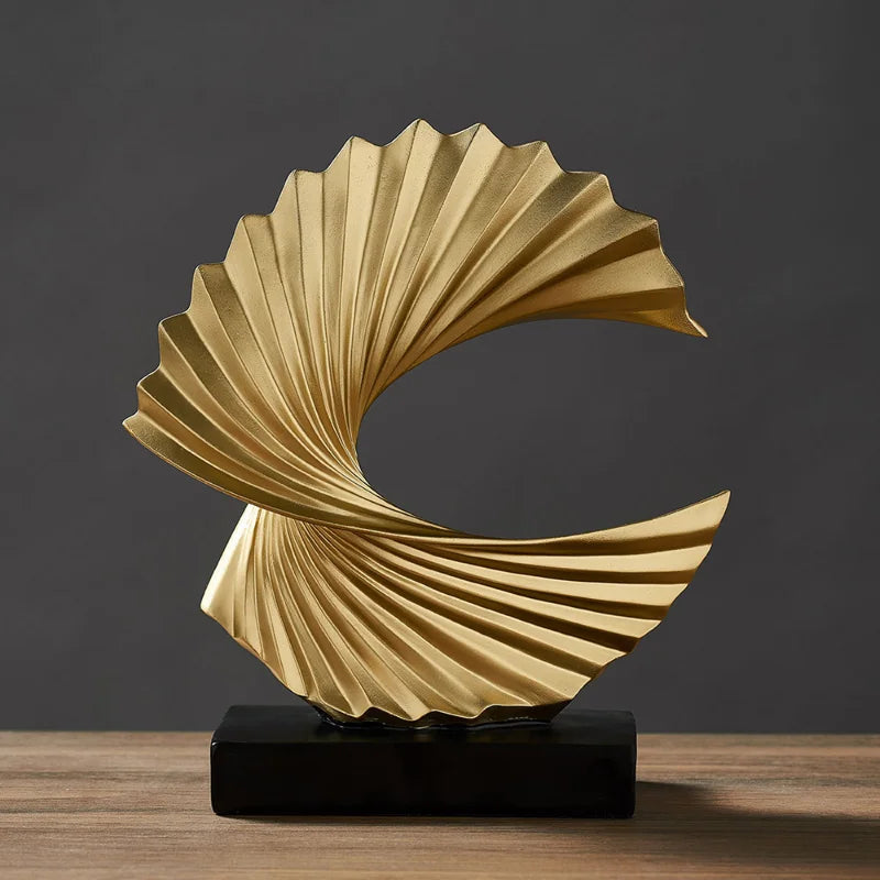 Afralia™ Golden Resin Abstract Sculpture for Modern Home & Office Decor