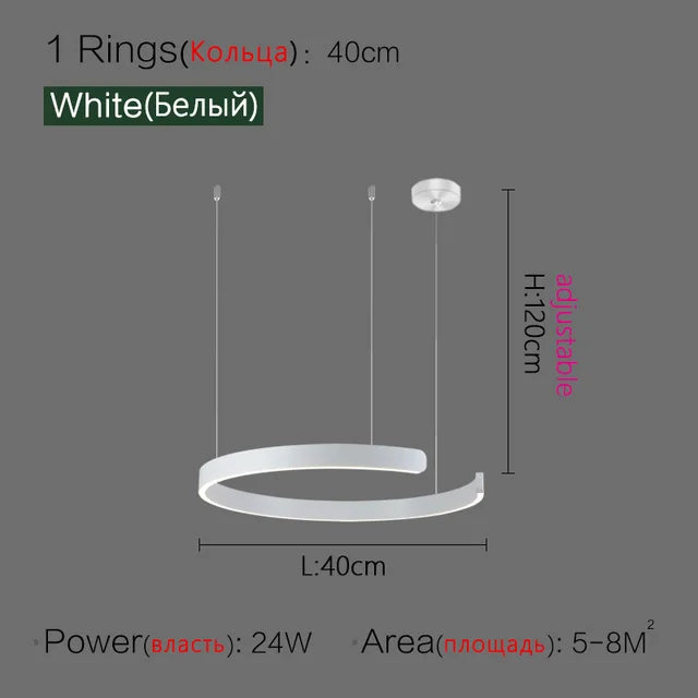 Afralia™ Nordic Ring LED Pendant Chandelier for Home Living Dining Kitchen Lighting