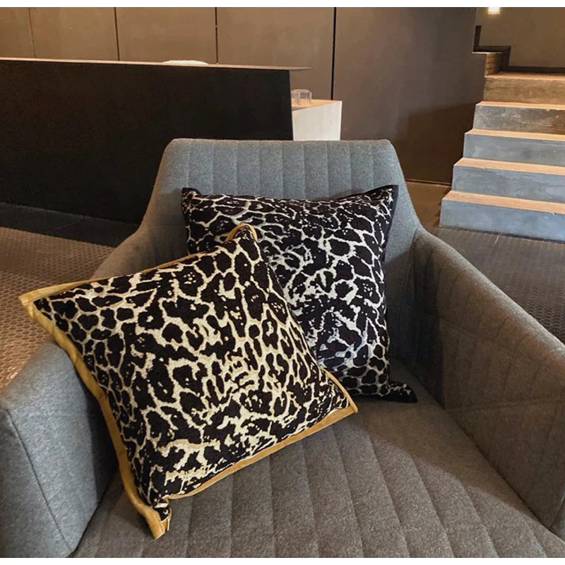 Afralia™ Gold Zebra Pattern Jacquard Pillow Cover - Modern Luxury Decor