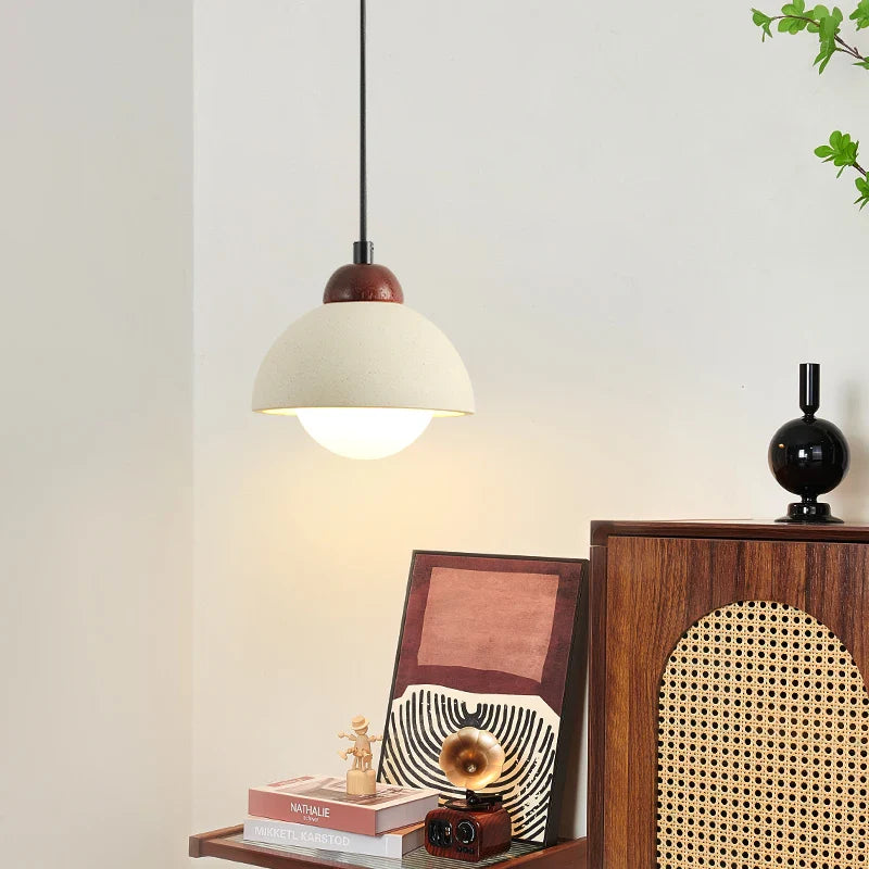 Afralia™ White Micro Cement LED Pendant Lights for Modern Living Spaces