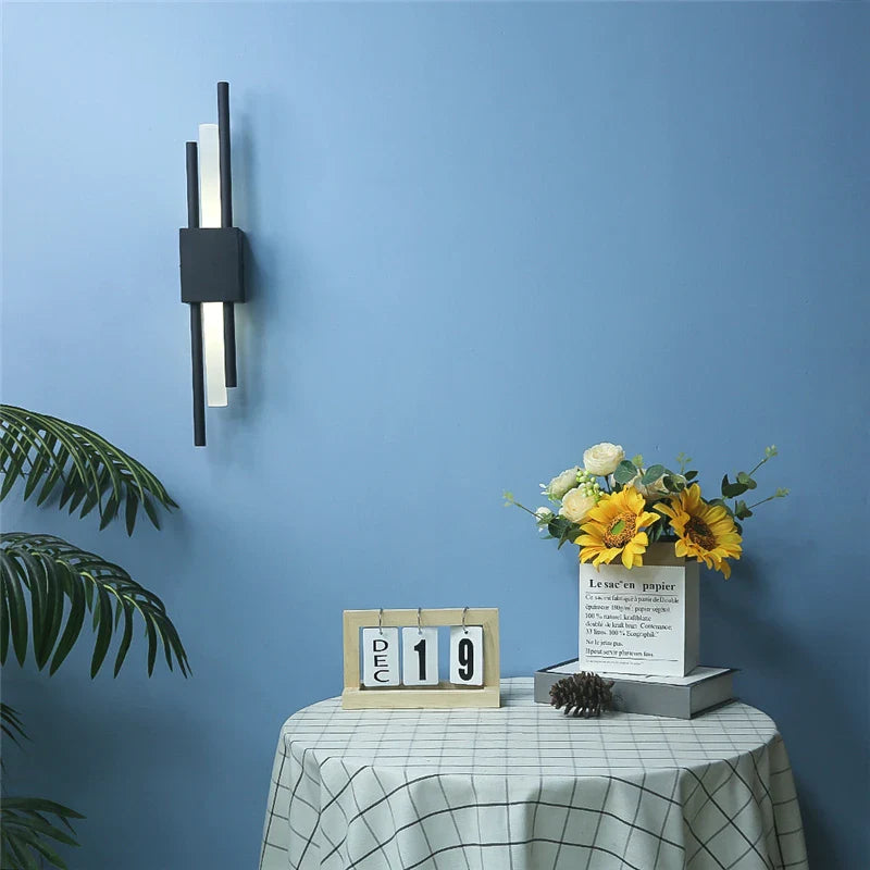 Afralia™ Modern Acrylic Pipe LED Wall Sconce Light for Room Decor, Black & Gold Iron Art