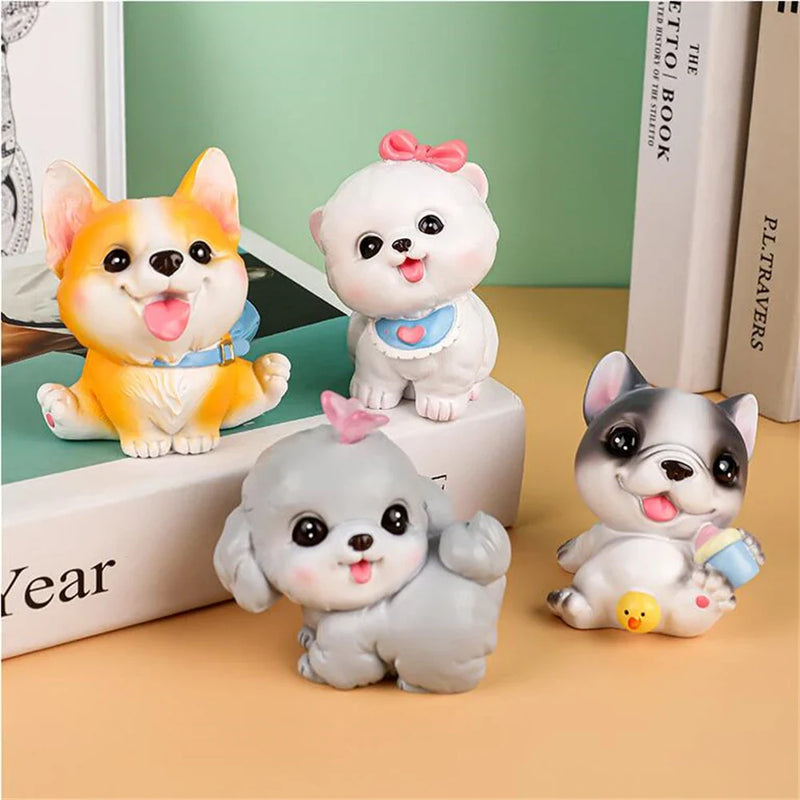 Afralia™ Dog Figurine Miniatures Set - Husky Corgi Bulldog Puppy Statue Decor