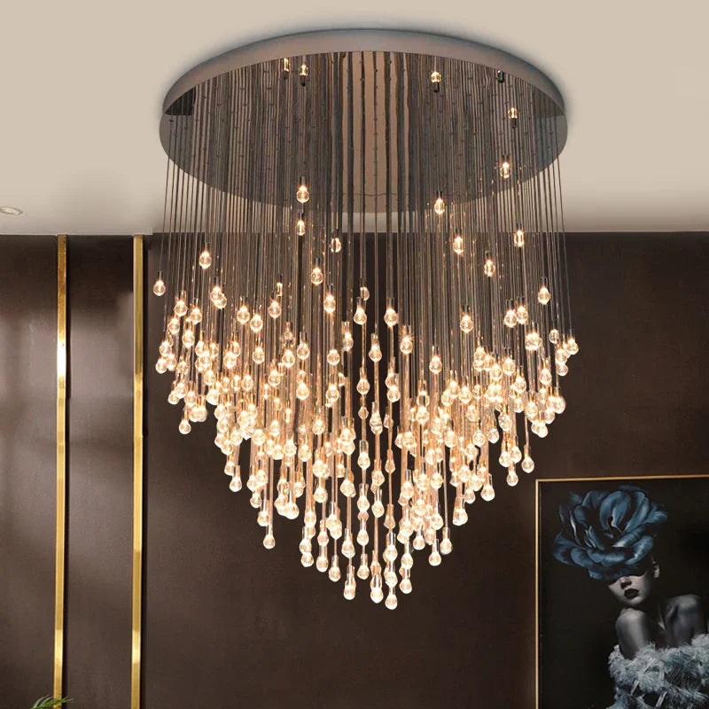 Afralia™ Large Gold LED Crystal Ball Chandelier for Modern Luxury Living Room