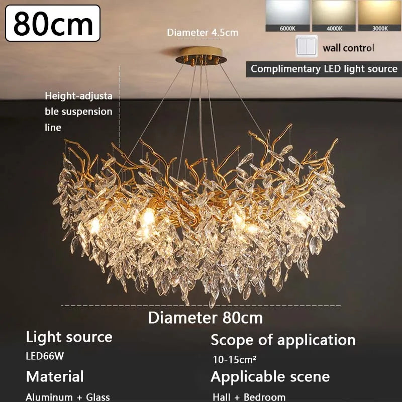 Afralia™ Gold Luxury LED Ceiling Chandelier for Living Room and Hotel Hall
