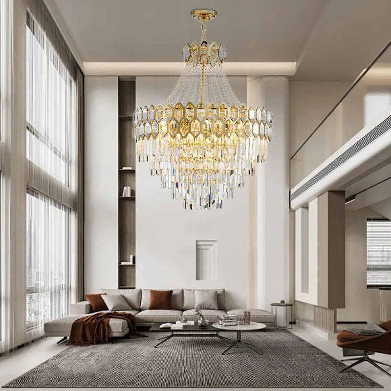 Afralia™ Nordic Gold Crystal Chandelier for Home Decor Living Room Decoration
