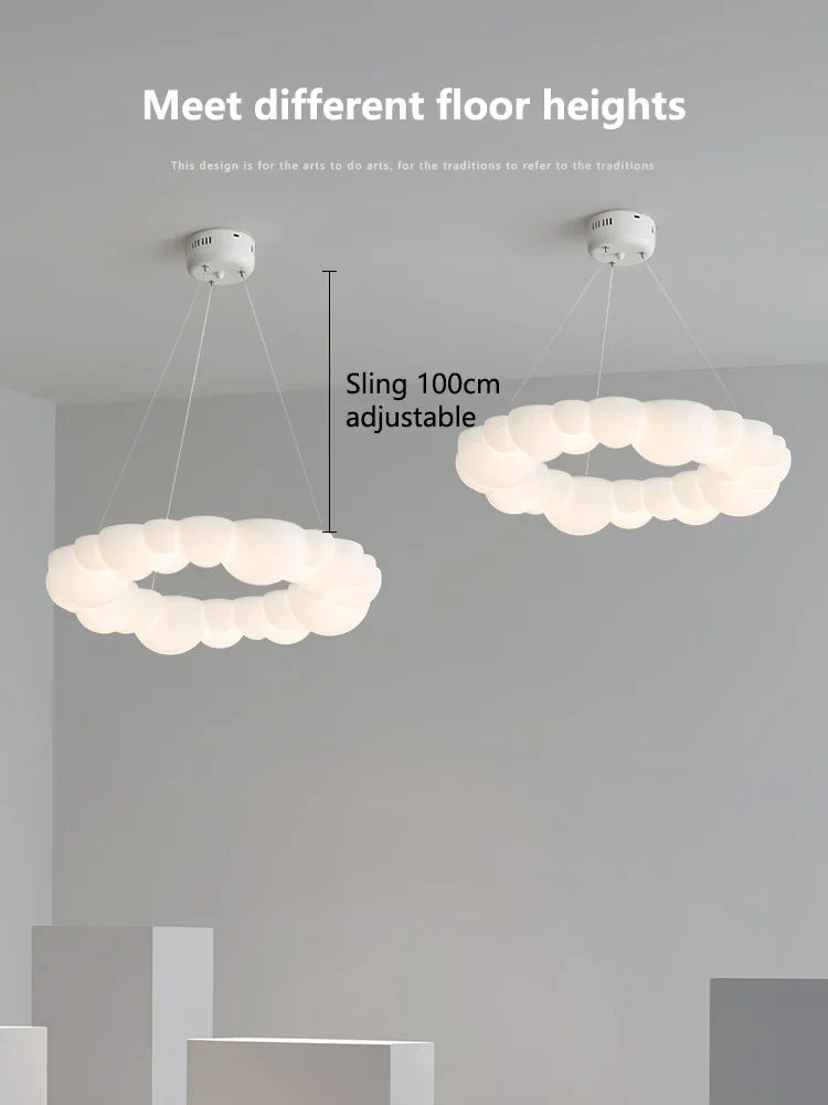 Afralia™ Nordic Cream Bubble Pendant Lamp for Modern Living Room Decor