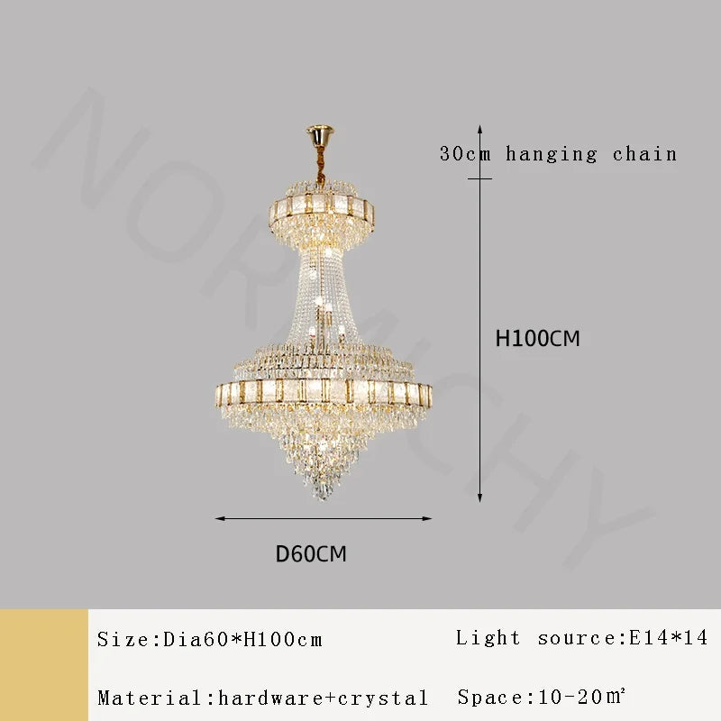 Afralia™ Luxury Gold Crystal Chandelier LED Hanging Lamp for Home Decoration