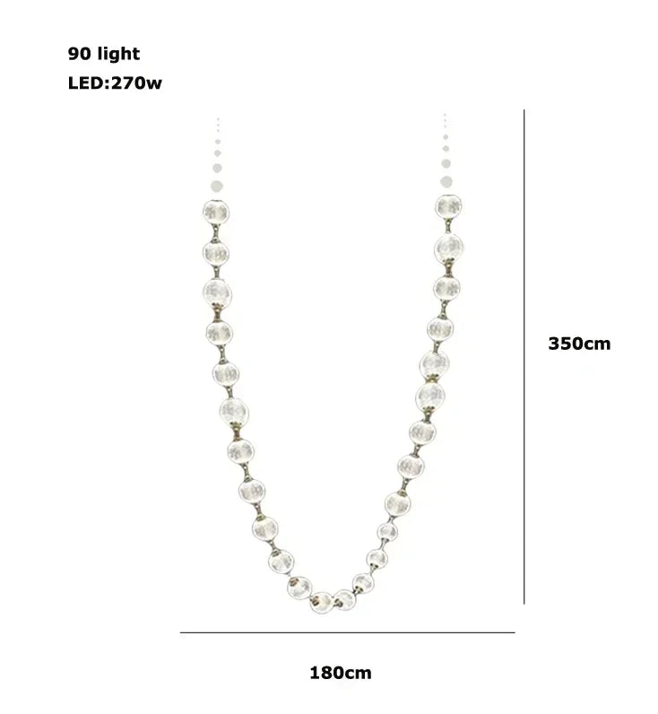 Afralia™ Pearl Necklace LED Pendant Light for 6m Staircase