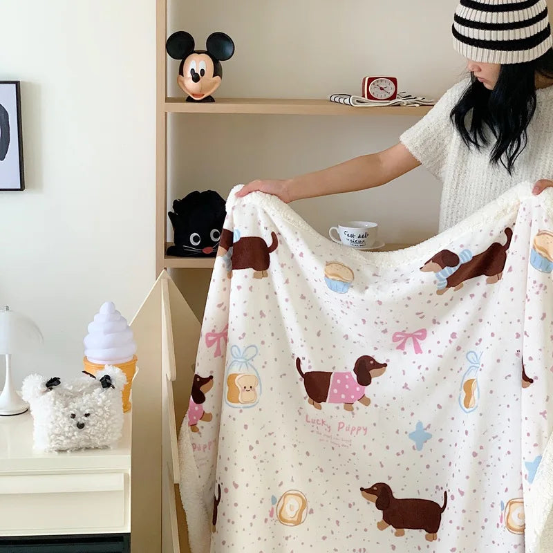 Afralia™ Lamb Nap Cartoon Coral Velvet Blanket: Super Soft, Thick, and Cute for Winter