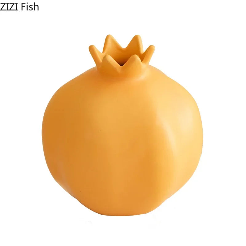 Afralia™ Pomegranate Ceramic Vase Decor Flower Arrangement Desk Decoration Room Aesthetic Decor