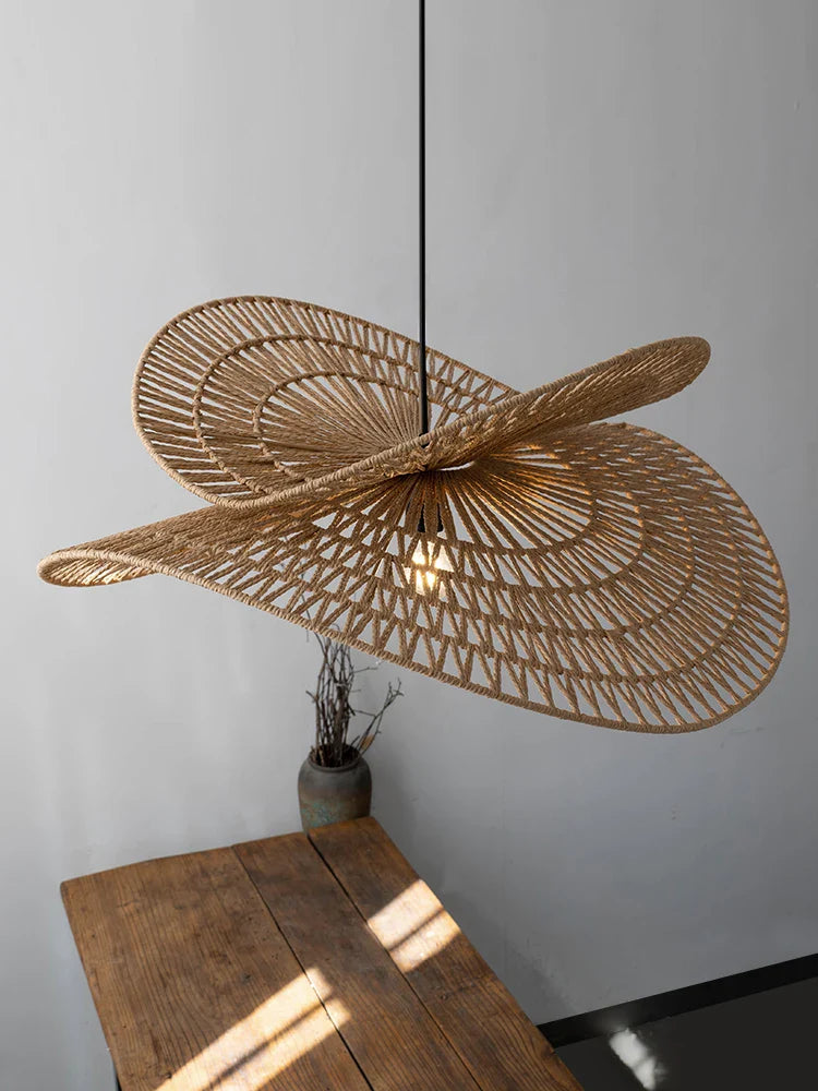 Afralia™ Rattan Pendant Light: Handmade Woven Hemp Rope Lampshade for Farmhouse Dining Room