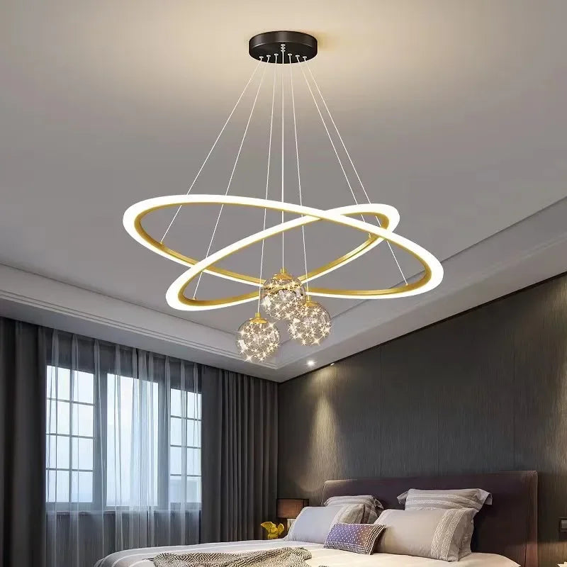 Afralia™ LED Circle Ring Ceiling Chandelier Pendant Lamp for Living Room, Bedroom, Kitchen
